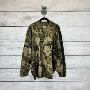 Saftback Vintage Men's Camo Henley Wool Hunting Pullover Sweater Size Medium
